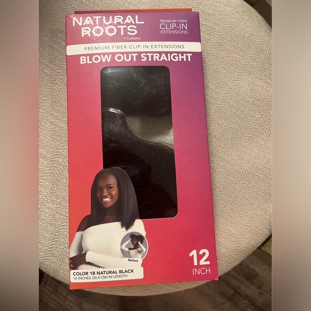 Roots Blow Out Straight Clip-In Extensions - Natural Black